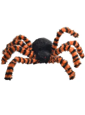 Plush Orange and Black Light Up Spider Halloween Decoration
