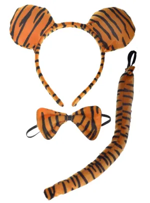 Plush Orange and Black Tiger Kids 3 Piece Costume Kit