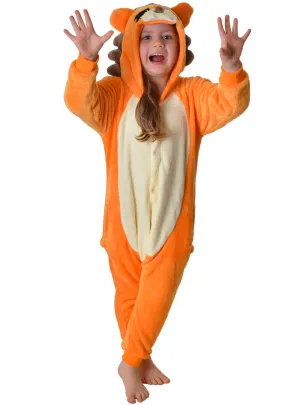 Plush Orange Lion Kids Onesie Dress Up Costume
