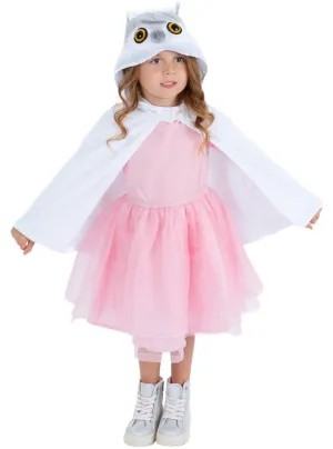 Plush Owl Girls Hooded White Costume Cape