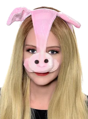 Plush Pink Pig Ears and Nose Costume Headband