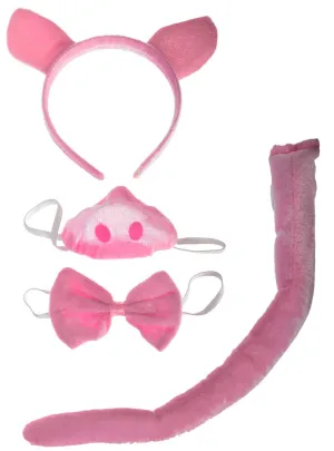 Plush Pink Pig Kids 4 Piece Costume Accessory Set