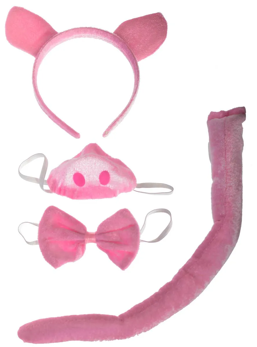 Plush Pink Pig Kids 4 Piece Costume Accessory Set
