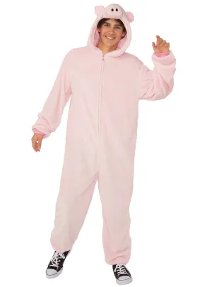 Plush Pink Pig Mens Furry Animal Costume Onesie