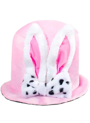 Plush Pink Top Hat with Bunny Ears