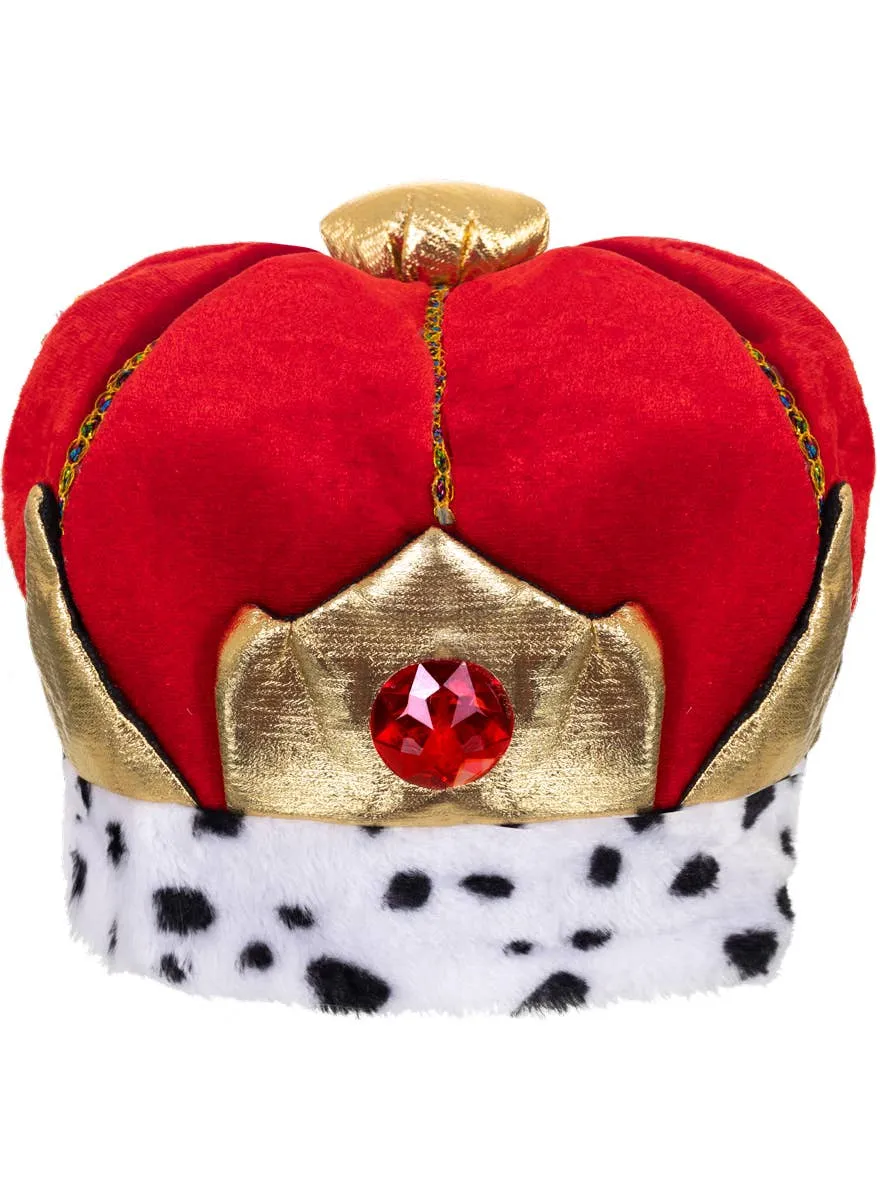 Plush Red and Gold King Crown Costume Hat