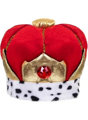 Plush Red and Gold King Crown Costume Hat