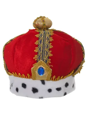 Plush Red and Gold Royal King Crown Costume Accessory