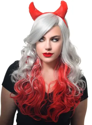 Plush Red Vinyl Devil Horns Halloween Costume Headband