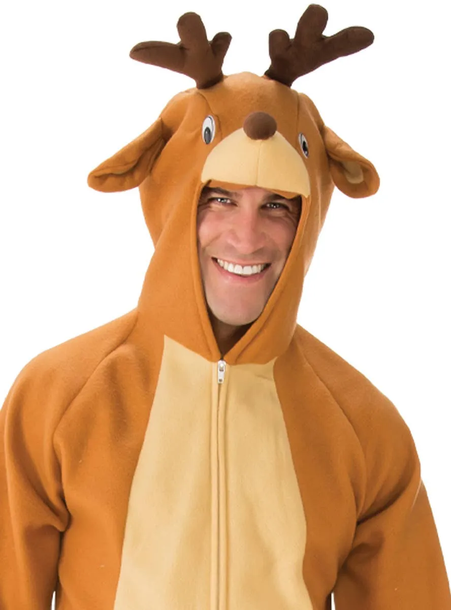 Plush Reindeer Mens Christmas Costume Onesie