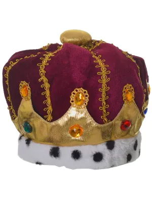 Plush Royal Red Mens King Costume Crown