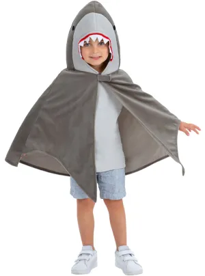 Plush Shark Kids Hooded Grey Costume Cape