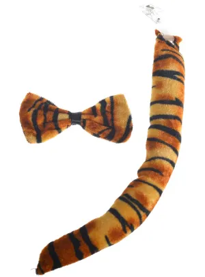 Plush Tiger Print Tail and Bow Tie Accessory Set