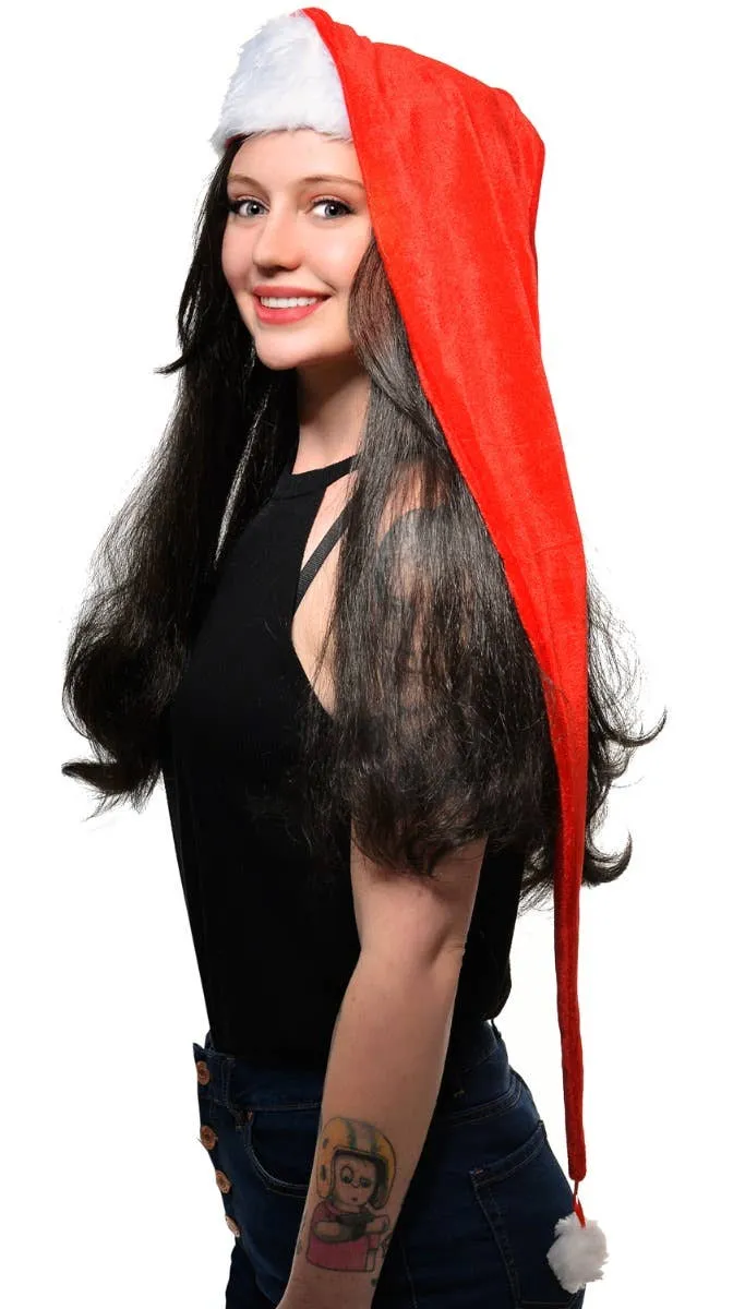 Plush Velvet Extra Long Christmas Santa Hat