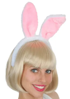 Plush White and Pink Bunny Ears