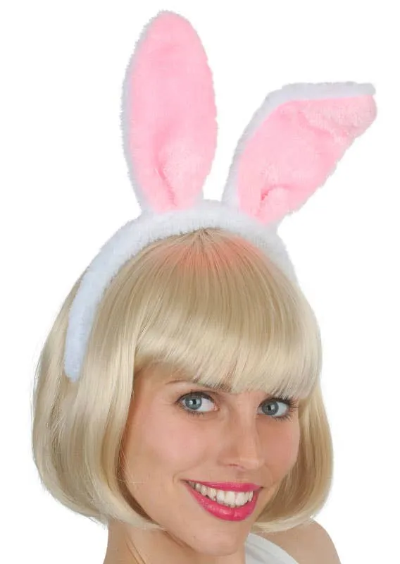 Plush White and Pink Bunny Ears
