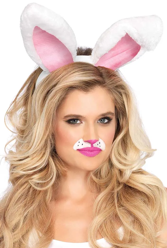 Plush White Bunny Rabbit Ears Costume Headband