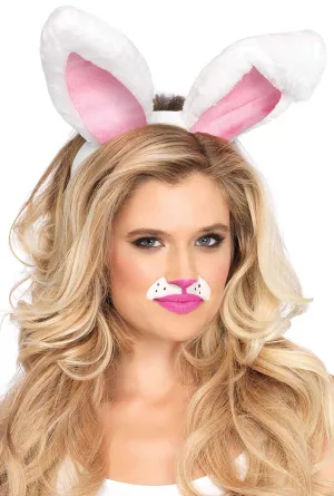 Plush White Bunny Rabbit Ears Costume Headband