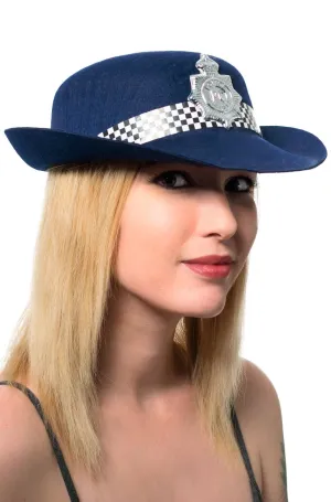 Police Bowler Womens Blue Costume Hat