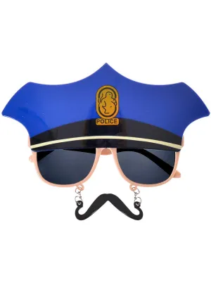 Police Glasses and Hanging Moustache Novelty Costume Glasses