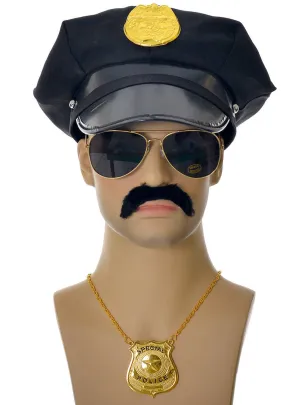 Police Man 4 Piece Black Costume Accessory Set