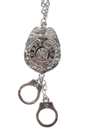 Police Officer Badge and Handcuffs Necklace