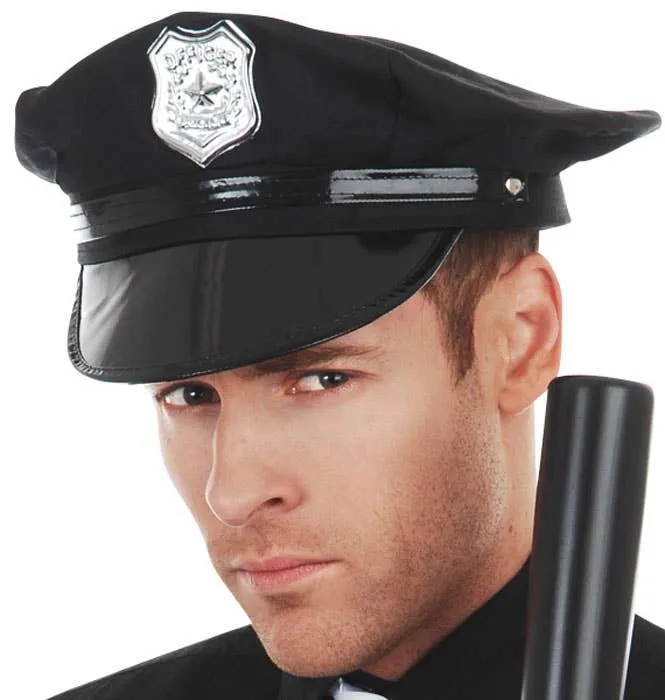 Police Officer Basic Black Costume Hat