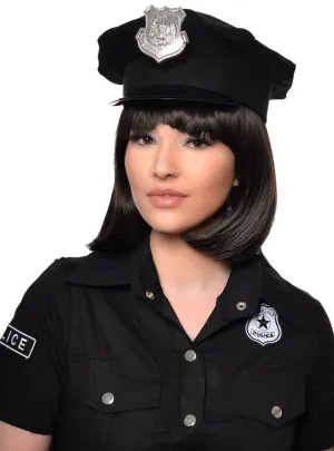 Police Officer Black Costume Hat with Badge