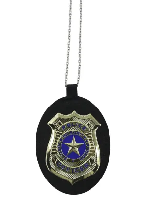 Police Officer Costume Badge On Necklace