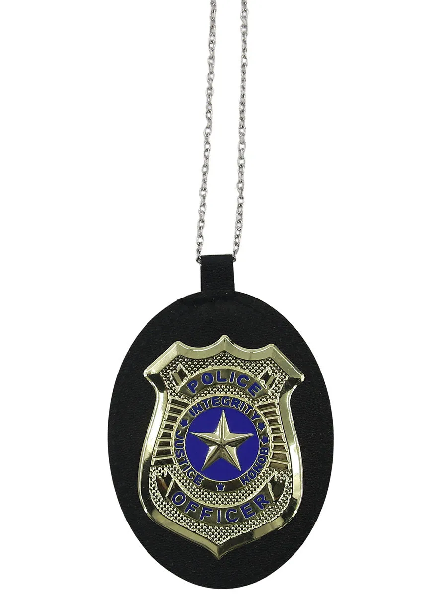 Police Officer Costume Badge On Necklace