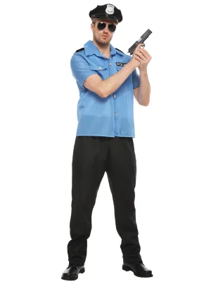 Police Officer Mens Blue Costume Shirt