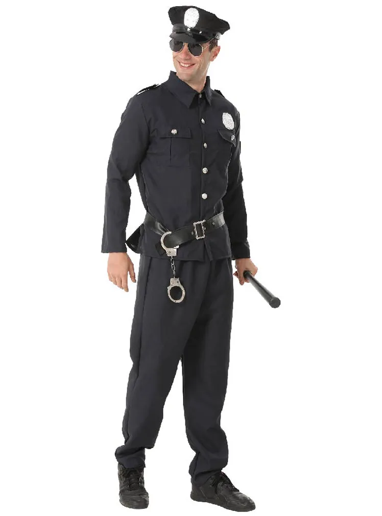 Police Officer Mens Classic Black Cop Costume