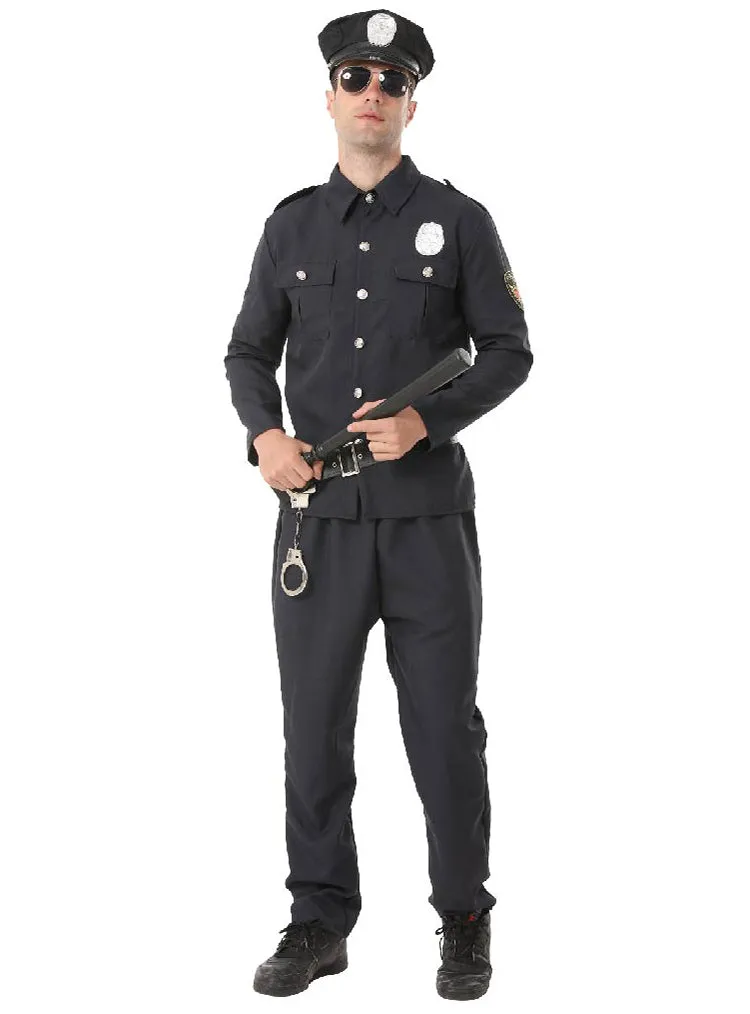 Police Officer Mens Classic Black Cop Costume