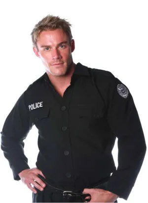 Police Officer Mens Costume Cop Shirt
