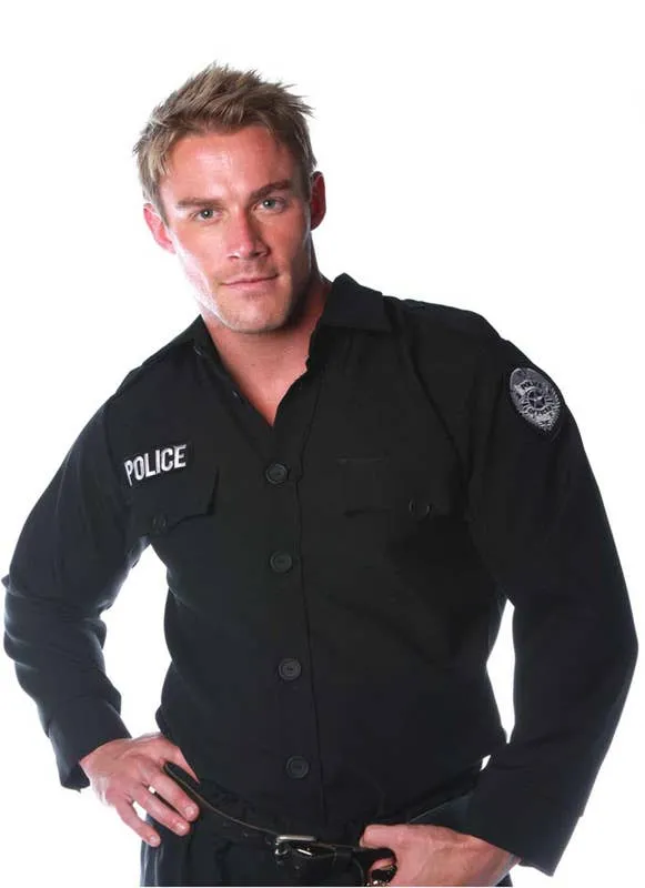 Police Officer Mens Costume Cop Shirt