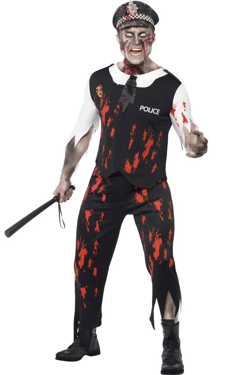 Police Officer Mens Halloween Zombie Costume