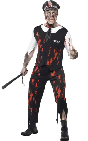 Police Officer Mens Halloween Zombie Costume