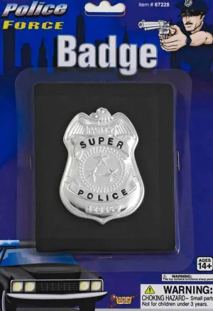 Police Uniform Badge on Wallet Costume Accessory