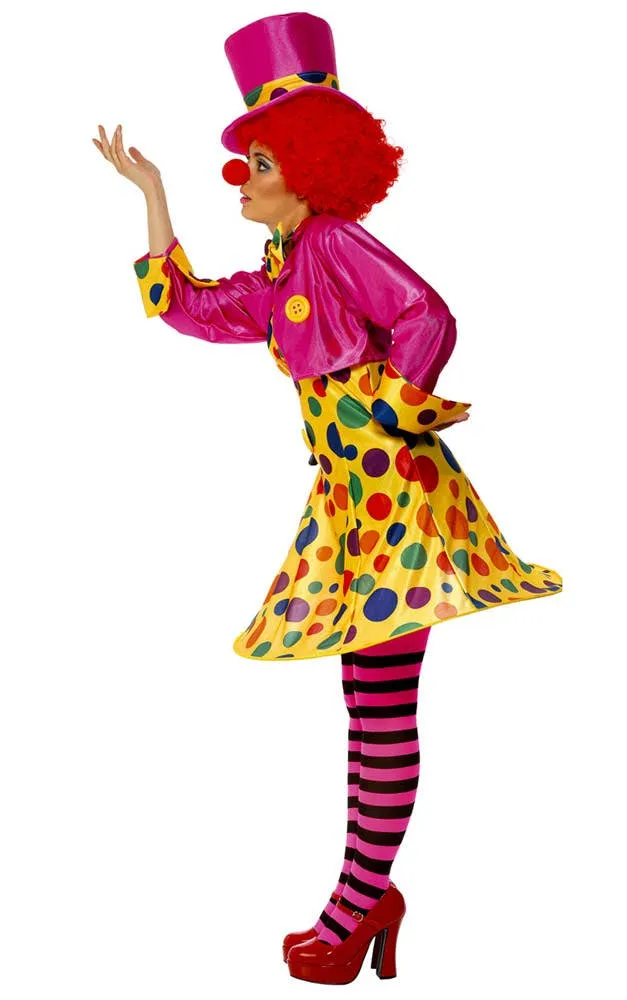Polka Dot Clown Lady Womens Fancy Dress Costume