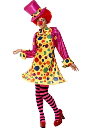 Polka Dot Clown Lady Womens Fancy Dress Costume