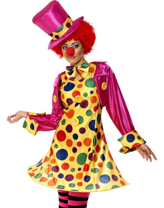 Polka Dot Clown Lady Womens Fancy Dress Costume