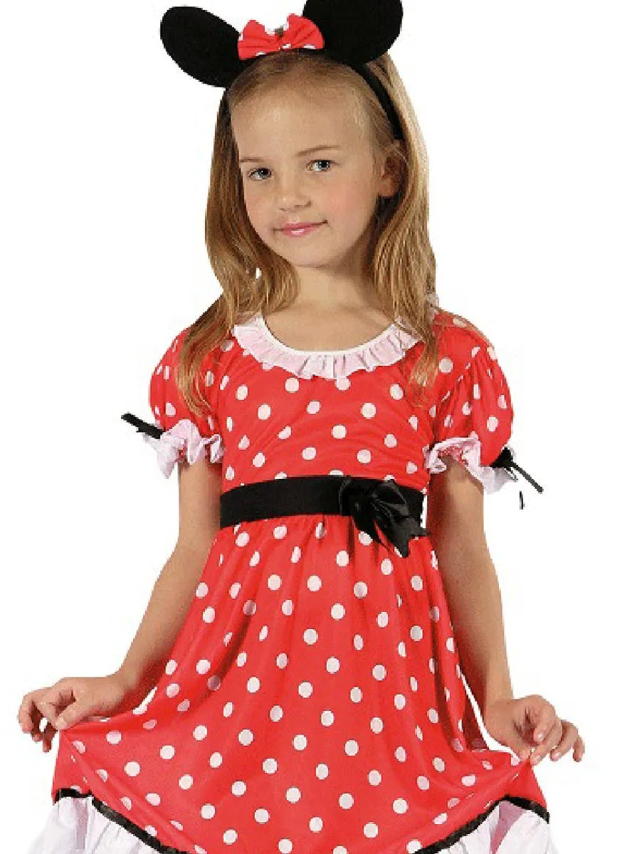 Polka Dot Minnie Mouse Girls Fancy Dress Costume