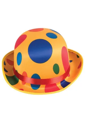 Polka Dot Yellow Circus Costume Bowler Hat