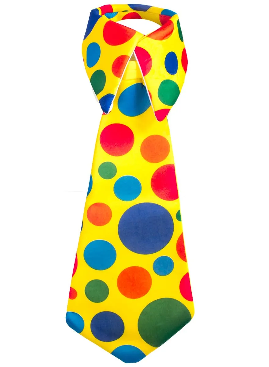Polka Dot Yellow Clown Tie with White Collar