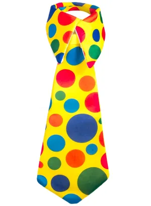 Polka Dot Yellow Clown Tie with White Collar