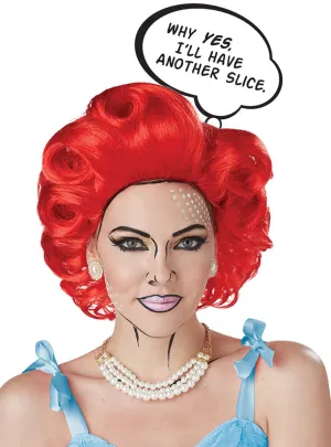 Pop Art Pin-Up Womens Short Red Costume Wig