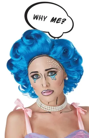 Pop Art Womens Blue Costume Wig