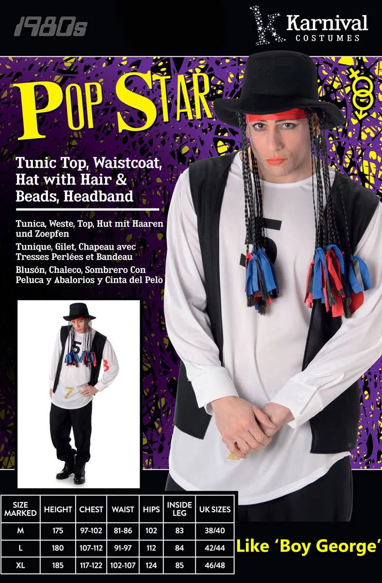 Pop Star Mens Boy George Music Icon Costume
