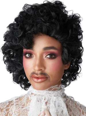 Pop Star Prince Curly Black 1980s Adults Costume Wig