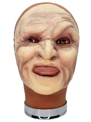 Possessed Wrinkled Face Latex Mask with Uneven Eyes